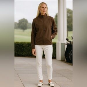 Avia water repellent brown jacket, front pockets, full front zipper,unlined 🤎🌂💦